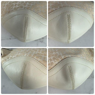 Vintage COACH 6351 Shoulder Hobo Bag White Signature Canvas