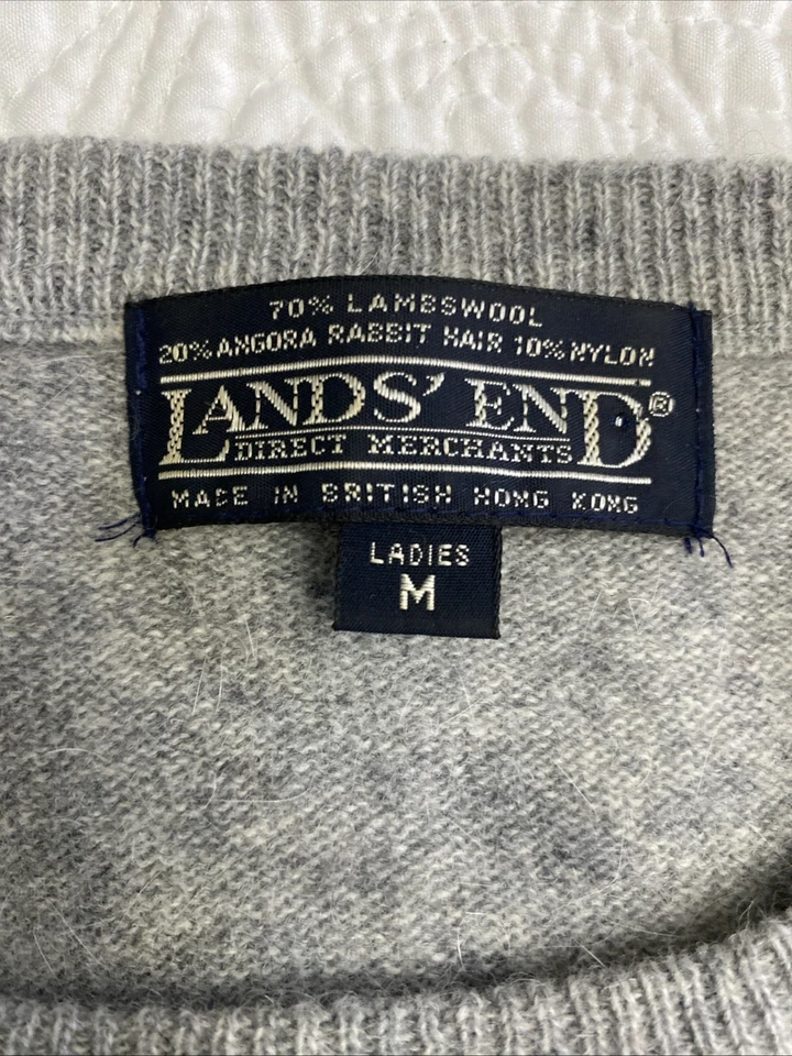 Suéter gris manga corta de lana de cordero vintage Y2K Land’s End para mujer talla mediana Foto 2 de 4