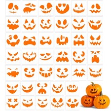 40 PCS Halloween Stencils for Pumpkins 6 Inch Reusable Face Painting Template