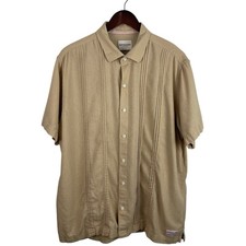 Scotch  Soda Size XL Beige Linen Blend Button Short Sleeve Shirt Date Night