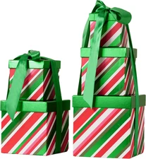 5PCS Christmas Nesting Gift Boxes with Lid, Xmas Nested Box Set, 5 Sizes, Square