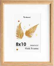 8X10 Oak Picture Frame for Wall, 8X10 Frame with Matted to 5X7, Solid Wood Pictu