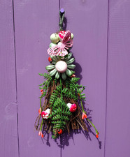 Green Wiccan Ostara Besom, Pagan Hanging Broomstick, Witch Spring Altar Decor