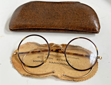 Antq Tortoise Shell Rolled/Fil 10ct Gold Cable OO Spectacles+Case