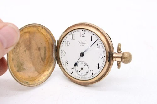 F Vintage Waltham Full Hunter, Pocket Watch Gold Plated, Parts Only