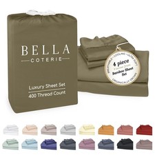 Bella Coterie Bamboo Viscose King Sheet Set Organic Olive