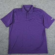 Under Armour Polo Shirt Mens XXL Purple Performance Loose HeatGear Tech