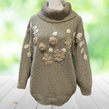Vintage BONNIE and BILL by HOLLY Sweater Womens M 3D Knit Floral Pullover 90s
