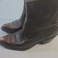 Vintage Made In Usa Ankle Boot Brown Size 5- 3452 A-Side Zip Western Cowboy