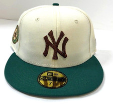 New York Yankees MLB NE Camp 50Th Year Patch Fitted Hat~Cream
