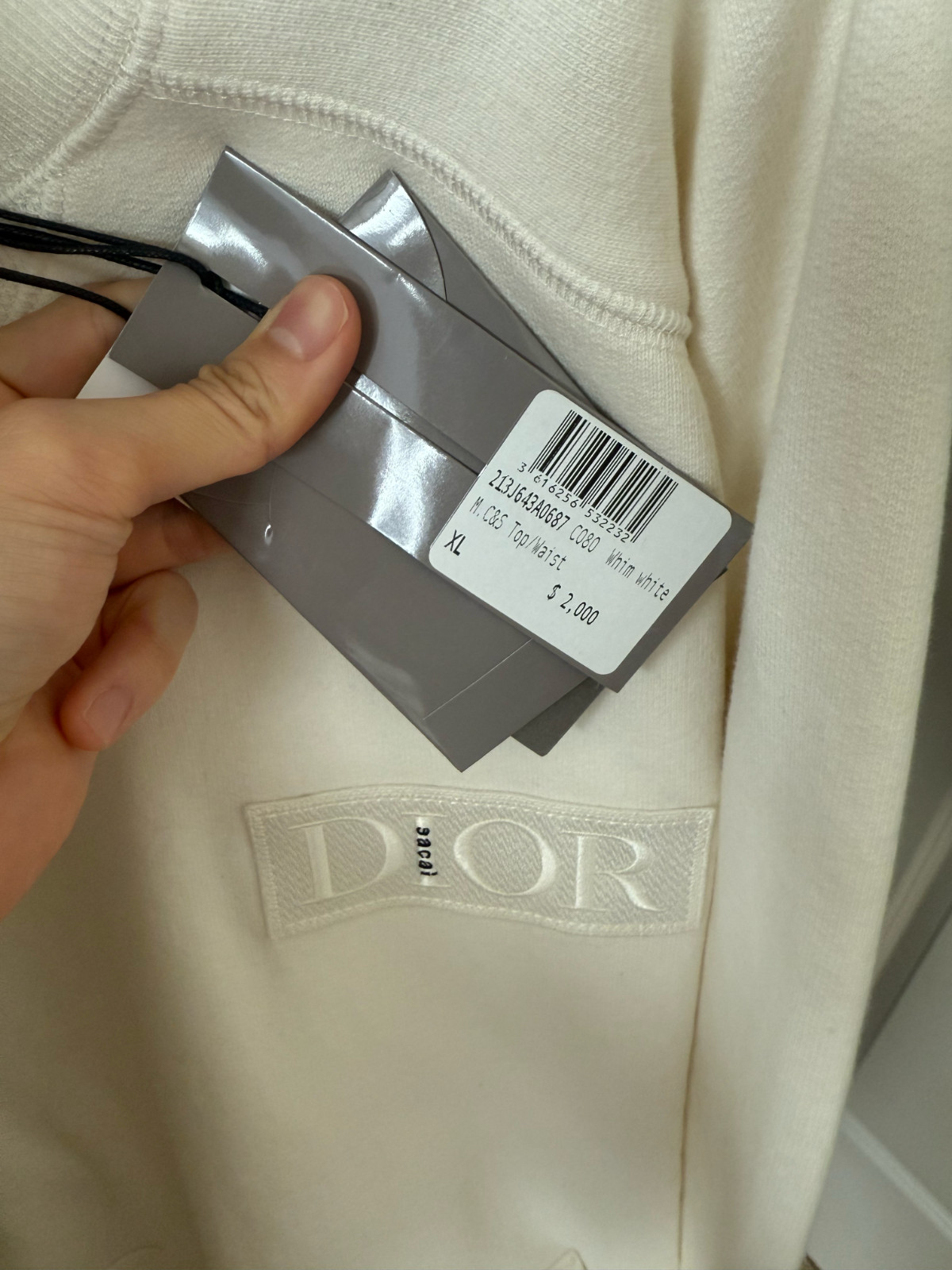 DIOR x Sacai Collab Crewneck Sweatshirt White (Size XL) - BRAND NEW image 3