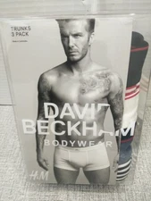 N.O.S David Beckham BodyWear Soccer Football H&M XL TRUNKS Underwear -3PK-SEALED