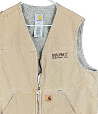Carhartt V26 CML Vest Mens Large Distressed Tan Duck Canvas Sherpa Lined USA VTG