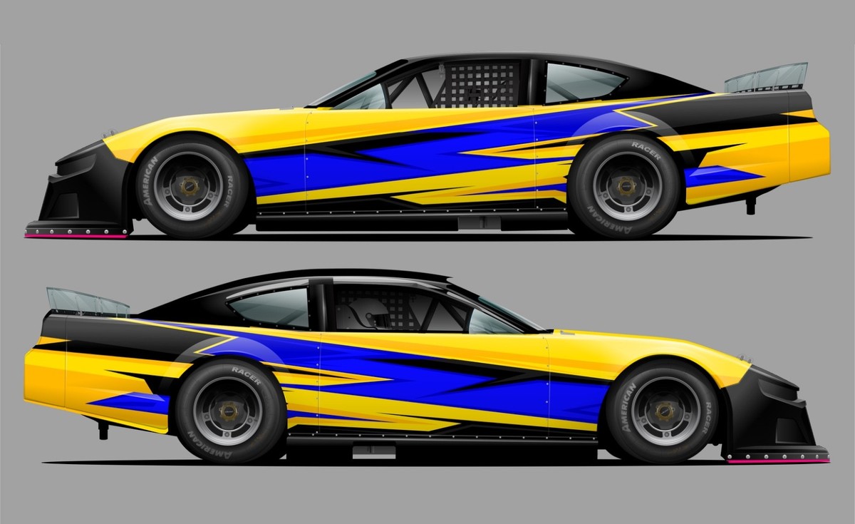 American Flag Race Car Side Wrap Decals Late Model, Street Stock