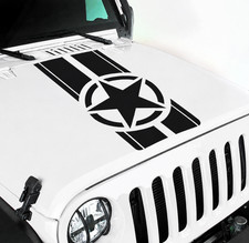 Star Stripe Hood Vinyl Decal Kit Compatible With Jeep Wrangler