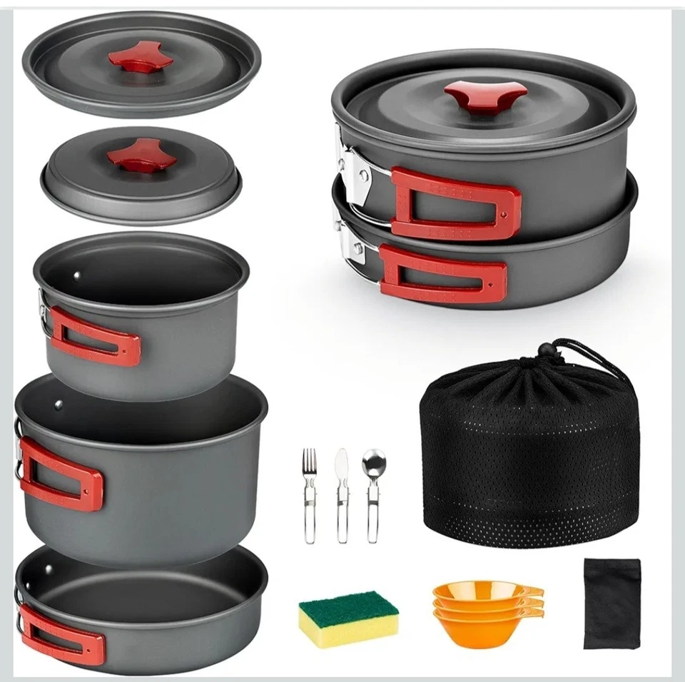 Utensilios de cocina para camping Alocs, elementos esenciales portátiles para camping con accesorios, Foto 2 de 4