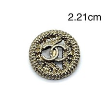 CHANEL vintage logo champagne gold button dark silver 22mm x 1