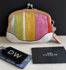 COACH MULTICOLOR LEGACY SUEDE KISSLOCK COIN PURSE