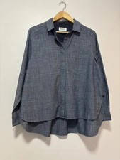 Toast Swing Shirt 14 42 Chambray Blue Smock Tunic Pleated Back Scandi Style VGC