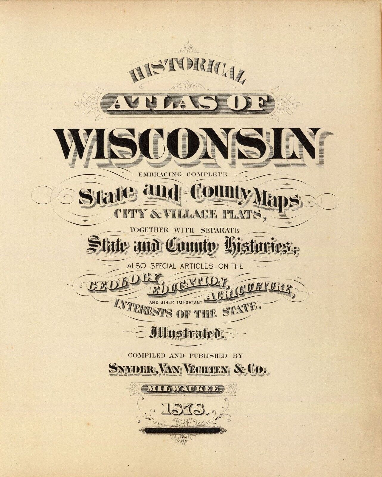 1878 WISCONSIN STATE ATLAS maps old GENEALOGY  DVD S3