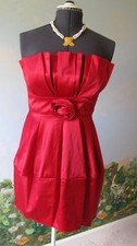 New Juniors Wishes  Size 9 Satin Strapless Pleated Bodice Cocktail Red Dress