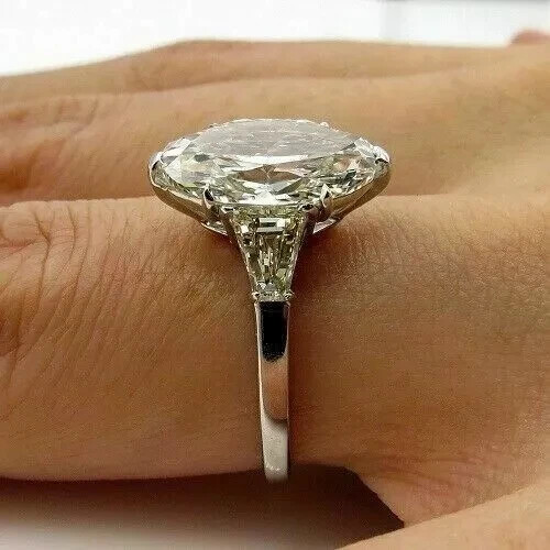 Solitär-Verlobungsring 4 kt Ovalschliff Laborgefertigt Diamant 14 K Weißgold plattiert - Bild 2 von 4