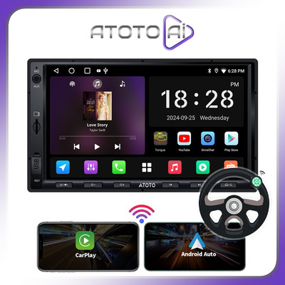 ATOTO 7'' Wireless Universial Head Unit 2 DIN Carplay Stereo Radio Apple Android