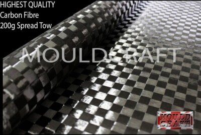 MOULDCRAFT Echt Kohlefasergewebe Spreizschleppe 200g Leinwandbindung 1m x 500mm