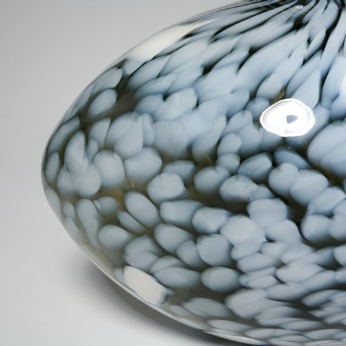 Kosta Boda Ann Wahlstrom Art Glass Nest Egg Vase Black Gray Clouds 8.5"h 10.25"w - Picture 2 of 8