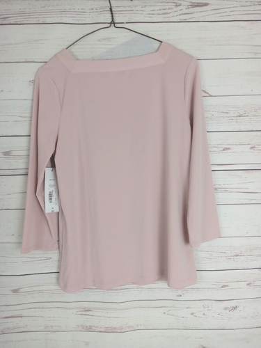 Liz Claiborne PS Rose Quartz Square Neck 3/4 Sleeve Top NWT - Picture 3 of 6