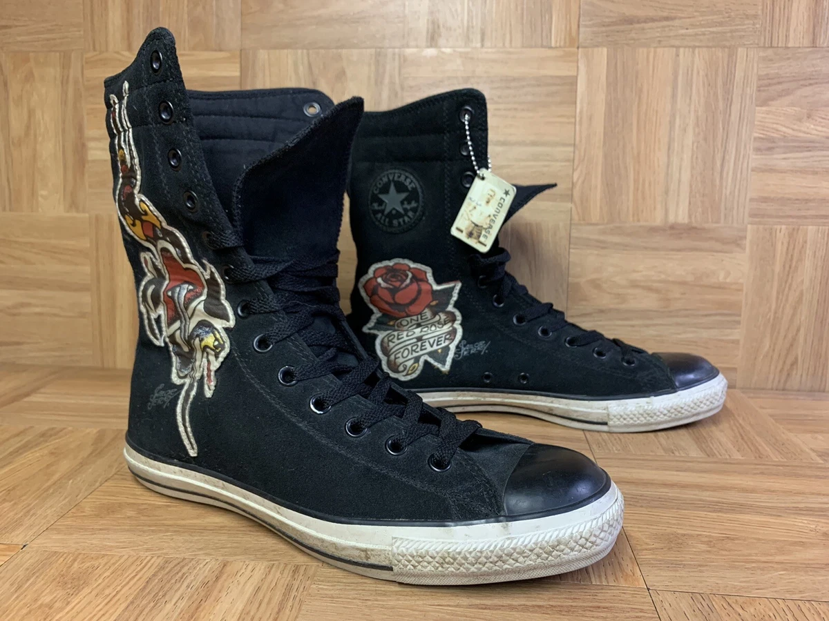 RARE Converse Sailor Jerry Death Or Glory Snake Rose XXHI Boots Sneakers Sz 9