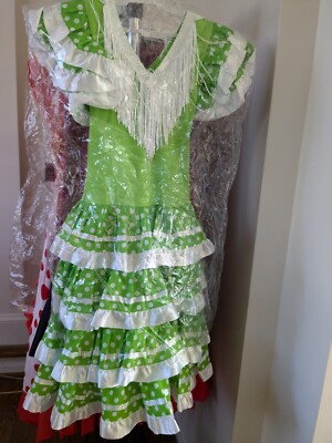 slim fit dress slacks Asymmetrical green flamenco dress main image 1