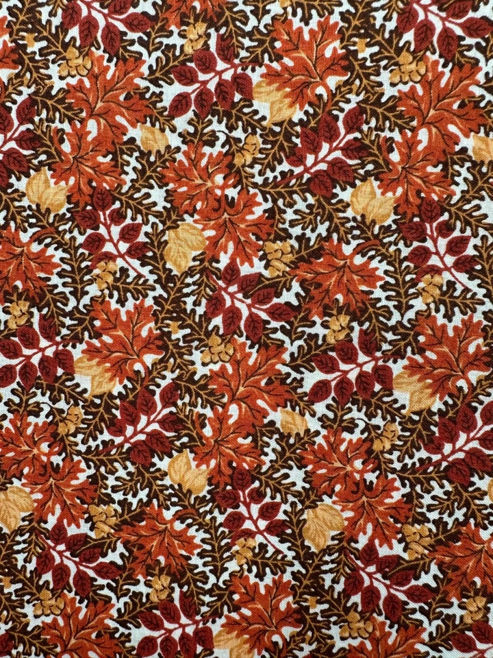 Tela Tradiciones Marrón Otoño Vides Hojas Estampado Completo Algodón Tela Remanente Foto 3 de 4