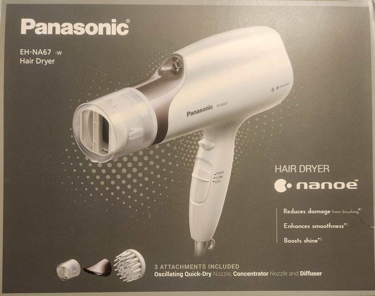 Panasonic Nanoe EH-NA67-W Salon Hair Dryer with Quick-Dry Nozzle