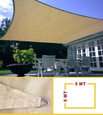 VELA OMBREGGIANTE QUADRA QUADRATA 5 x 5 mt colore ecrù sabbia TELO OMBRA QUADRO
