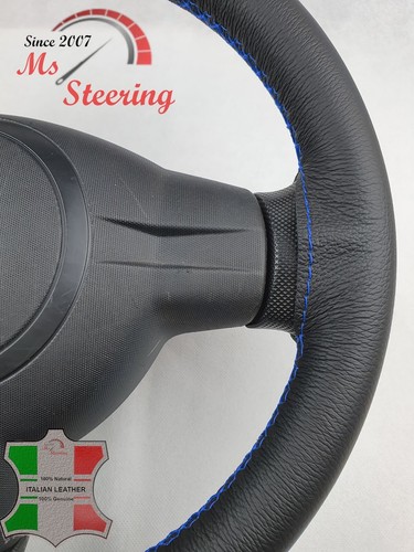 FOR CHRYSLER CROSSFIRE 04-08 BLACK LEATHER STEERING WHEEL COVER, ROYAL BLUE 2 ST - Picture 8 of 12