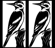 Woodpecker Bird 2 PK 6" Black Vinyl Decal Car Truck Laptop Tablet Mailbox