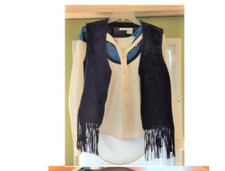 Western shirt and black fringe vest cow girl boy rodeo Halloween costume vintage