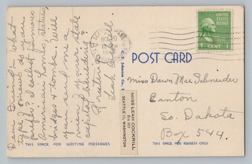 Sitka Alaska AK Russian Church Linen Postcard 1944 - Picture 2 of 2