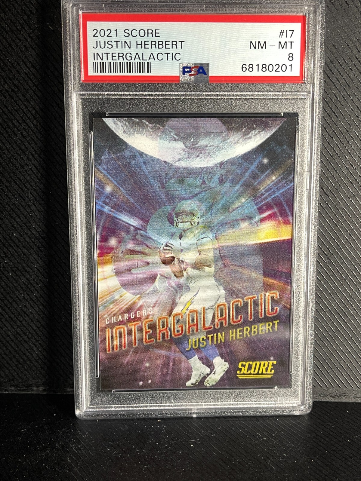 2021 Panini Score Justin Herbert Chargers Intergalactic Case Hit SP SSP PSA 9