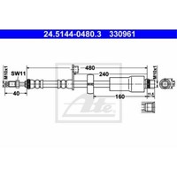 ATE Bremsschlauch Bremsleitung Vorne FüR Peugeot 207 CC 208 24.5144-0480.3