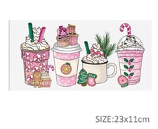 1 Piece Cup Wrap, Transfer Stickers for Glass Uv DTF Christmas Pink Pastel