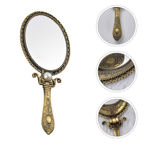 Vintage Handheld Mirrors Handle Hand Mirror Vintage Vintage Oval Mirror - Picture 6 of 12