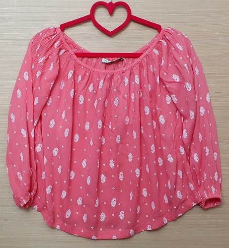 MARKS & SPENCER Kids Girls Long Sleeved Blouse Smock Coral Viscose Age 8-9 Years - Picture 2 of 4