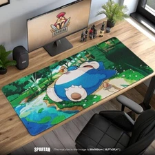 Snorlax Forest Nap Mouse Pad - Relaxed Pokémon Scene  Desk Mat Gaming Mouse Pad