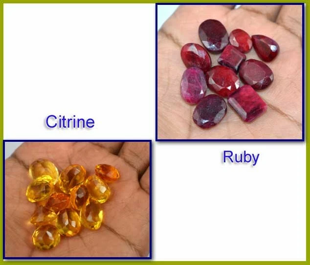 AAA Grade Yellow Citrine & Red Ruby 100 Ct Loose Gemstone Mix Shape Lot - Image 2 of 4