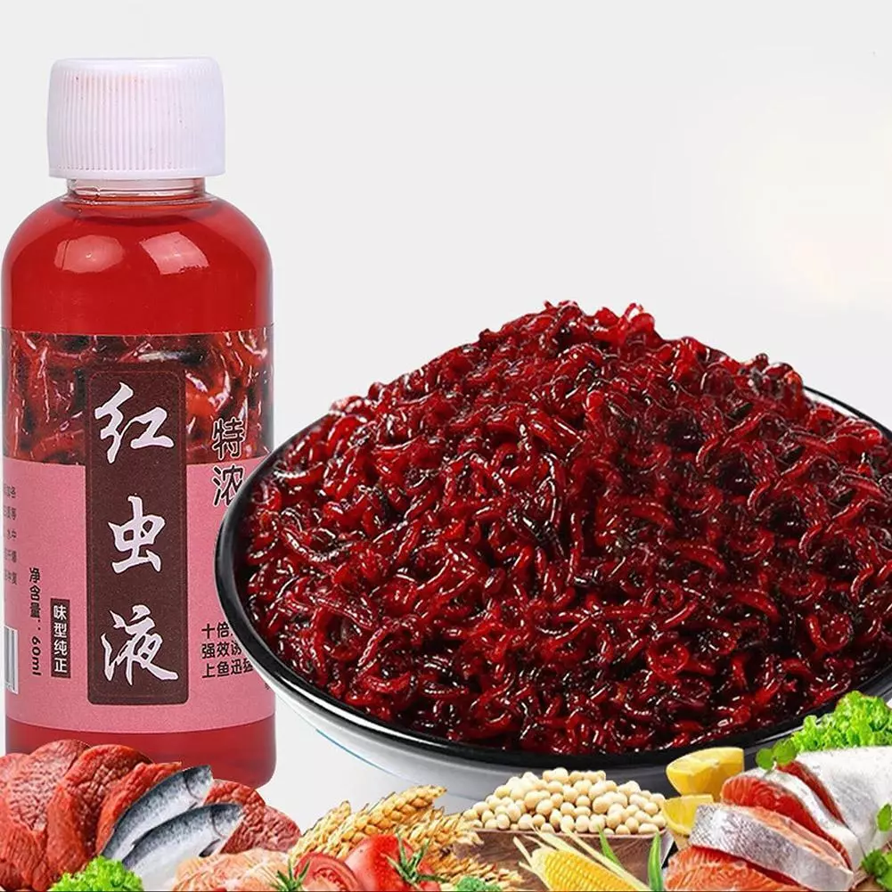 Red Worm Liquid Scent Bait Fish Additive Fishing Lures Attractant Enhancer  S4K2