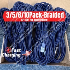 Lot Braided USB Cable 6/10Ft For iPhone 14/13/12/11/XS/X/8/6/5 Fast Charger Cord