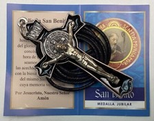 SAINT BENEDICT CROSS CRUCIFIX PENDANT WHIT CORD CRUZ CRUCIFIJO DE  SAN BENITO 3”