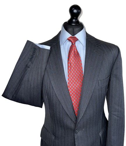 BESPOKE G.D.GOLDING SAVILE ROW LUXURY SUIT JACKET BLUE STRIPED GREY 40R - Picture 5 of 10
